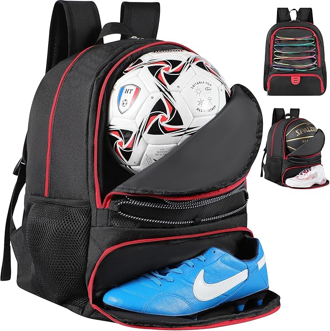 Basketball Bag Backpack for Men Women with Ball & Shoes Compartment 30L Capacity Lightweight Breathable Boys Girls Soccer Ball Bag Backpack Fit Volleyball Football Sports Travel School Gym