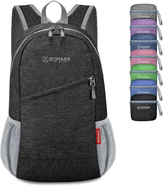 ZOMAKE Ultra Lightweight Packable Backpack 10L,Small Foldable Backpacks Hiking Water Resistant Collapsible Daypack for Women Men(Black-B1)