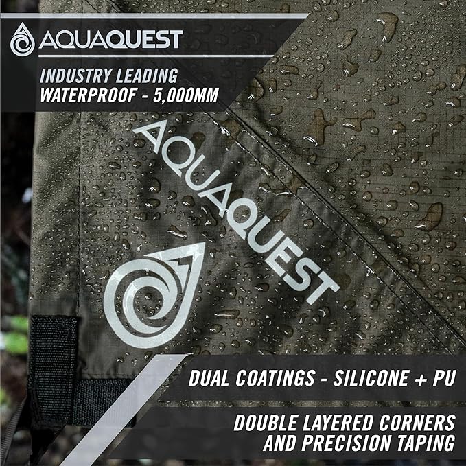 AquaQuest Guide Tarp – Ultralight Waterproof (5,000 mm) Seam-Taped 40D Ripstop Rain Fly for Backpacking, Stealth Camping & Thru-Hiking