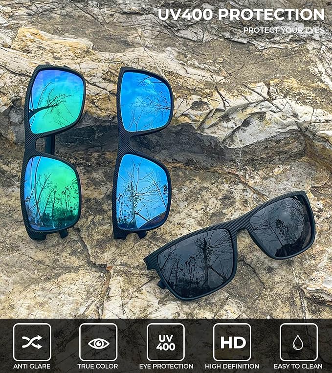 KALIYADI Polarized Sunglasses for Men, Lightweight Sun Glasses with UV Protection for Driving Fishing Golf