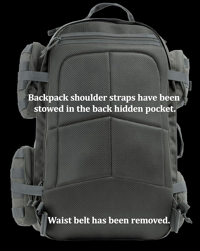 XMILPAX Large Tactical Backpack Bag with Stowable Shoulder Straps for Hiking, Camping, Traveling, Bug-Out 58L