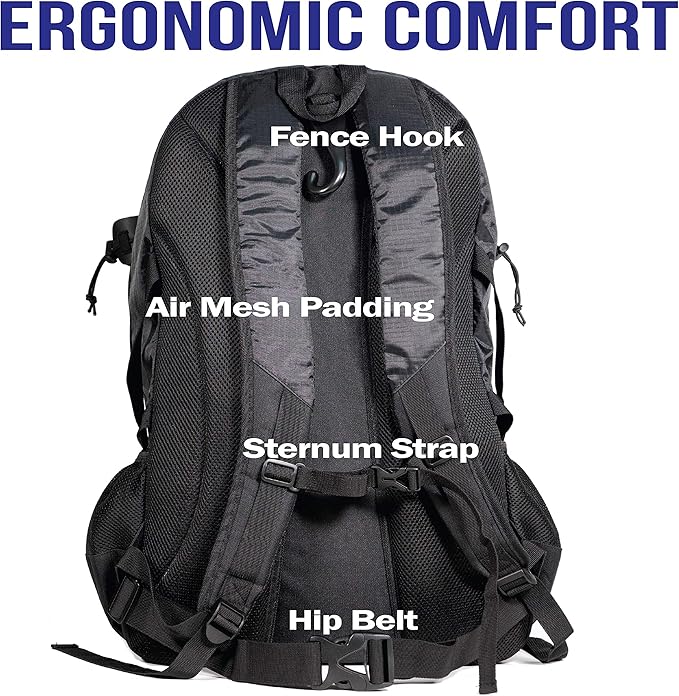 Athletico Lacrosse Bag - Extra Large Backpack for Field Hockey Equipment - Two Stick Holders and Separate Cleats Compartment