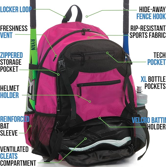 Athletico Advantage Baseball Bag - Baseball Backpack With External Helmet Holder for Baseball, T-Ball & Softball Equipment & Gear for Youth and Adults | Holds Bat, Helmet, Glove, Shoes