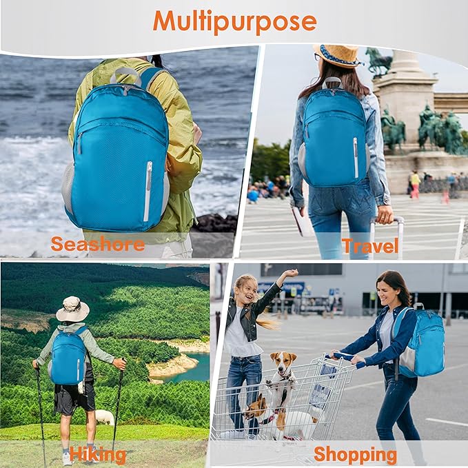 35L Waterproof Backpack Beach Foldable Lightweight Dry Wet Split Hiking Backpack Men Women Blue