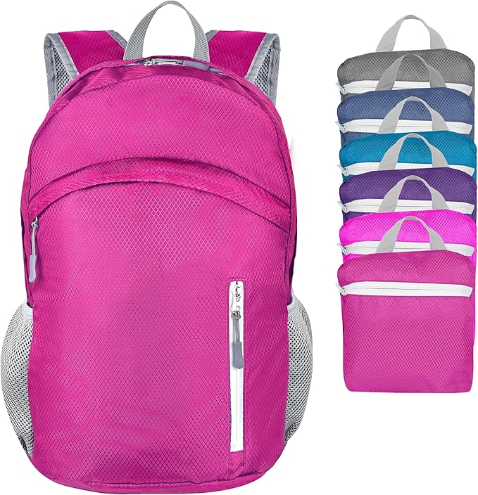 35L Waterproof Backpack Beach Foldable Lightweight Dry Wet Split Hiking Backpack Men Women Dark Pink