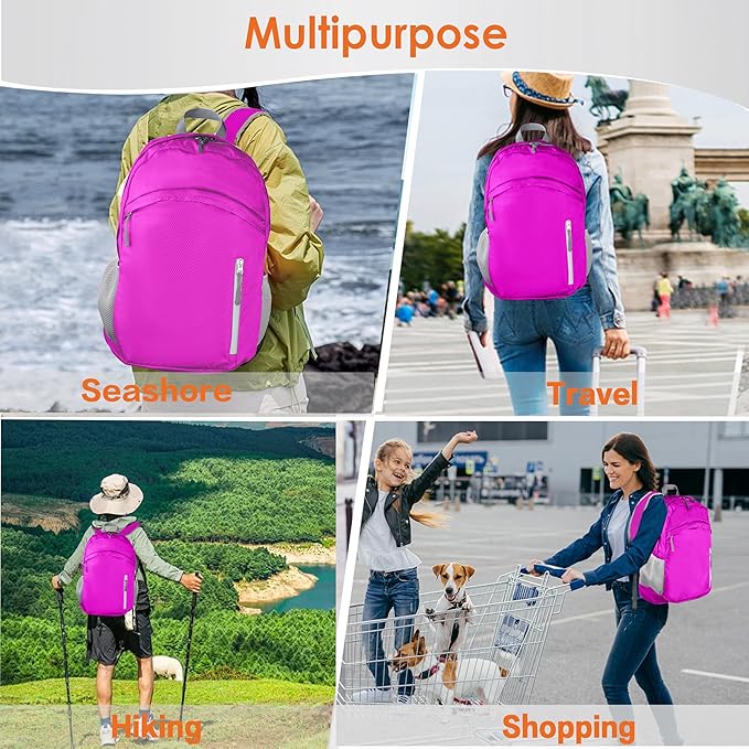 35L Waterproof Backpack Beach Foldable Lightweight Dry Wet Split Hiking Backpack Men Women Hot Pink