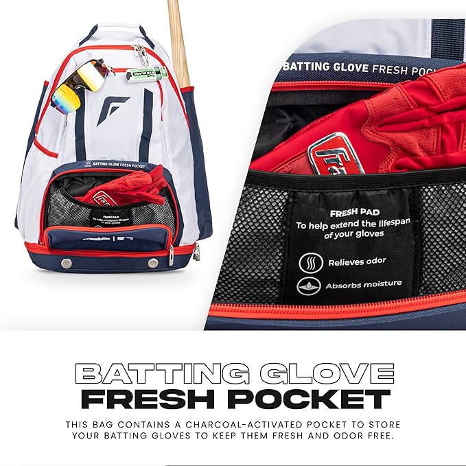 Franklin Sports MLB Gameday Baseball + Softball Backpack – Adult +Youth Equipment + Bat Bag – Stores Batting Gloves, Helmet, Cleats + More - Waterproof Premium Batpack