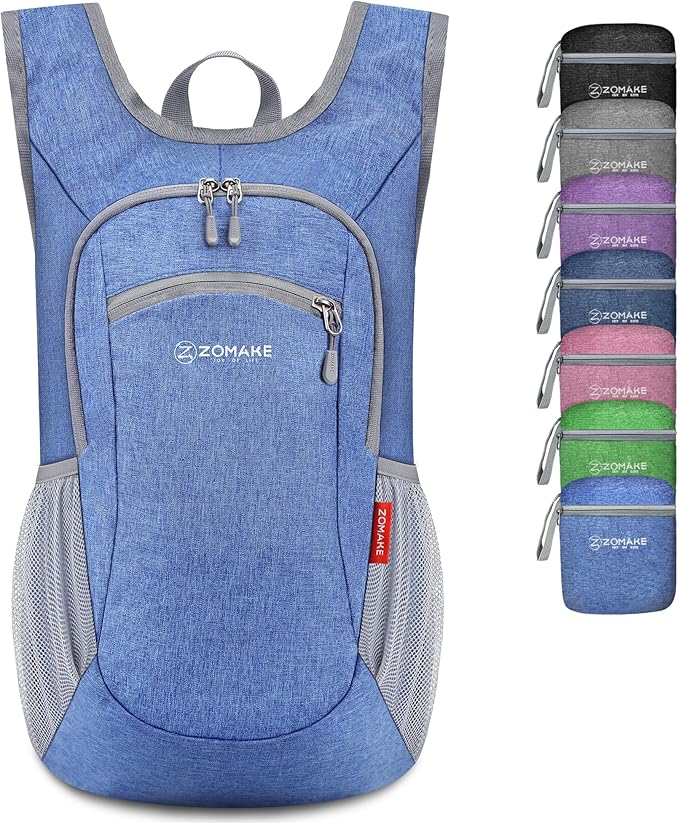 ZOMAKE Ultra Lightweight Packable Backpack 10L,Small Foldable Backpacks Hiking Water Resistant Collapsible Daypack for Women Men(Dark Blue-A1)