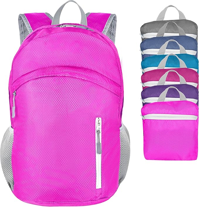 35L Waterproof Backpack Beach Foldable Lightweight Dry Wet Split Hiking Backpack Men Women Hot Pink