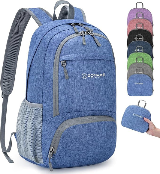 ZOMAKE Ultra Lightweight Packable Backpack 20L,Small Foldable Backpacks Hiking Water Resistant Collapsible Daypack for Women Men(Dark Blue-B2)