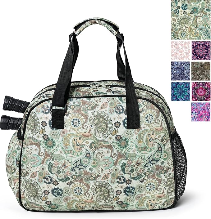 Boulder Bee Pickleball Bags, Premium Pickleball Tote Bag for Girls, Women’s Hand/Shoulder Gym Bag w Water Bottle Holder, with Pickleball Racquet/Paddle Holder