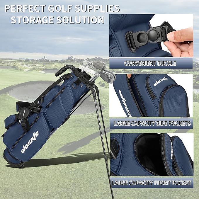 3-Way Dividers Lightweight Golf Stand Bag for Men Women, Mini Small Par3 Golf Bag,Driving Range Executive Courses Portable and Durable with Adjustable and Detachable Dual - Shoulder Straps Rain Cover