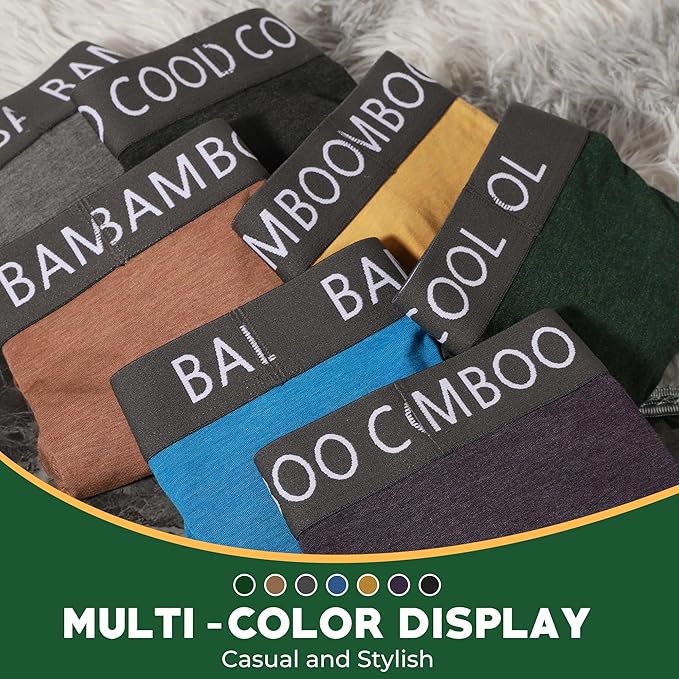 BAMBOO COOL Men's Ultra ComfortSoft Underwear, Moisture Wicking & Breathable No Ride Up Boxer Briefs with Fly, Multipack