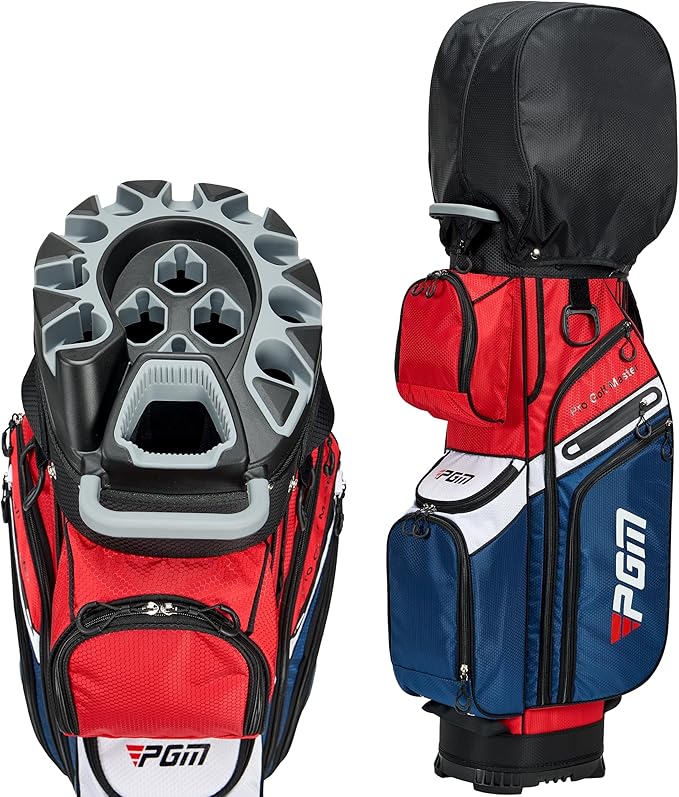 PGM Golf Cart Bag with 14 Way Organizer Divider Top, Premium Cart Bag with Handles and Rain Cover for Men