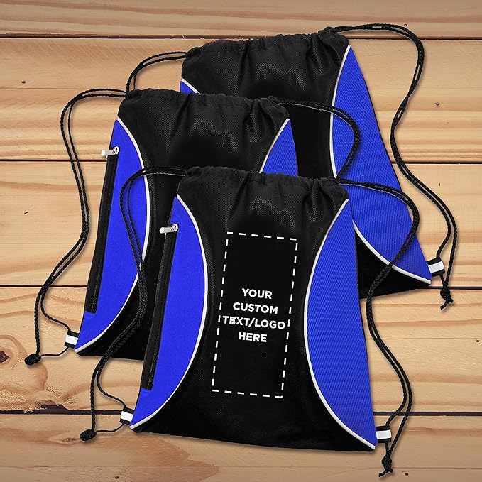 DISCOUNT PROMOS Custom Non-Woven Drawstring Backpacks Set of 10/50/100, Personalized Bulk Pack