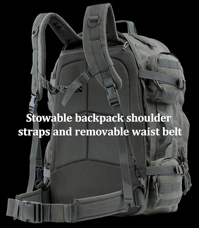 XMILPAX Large Tactical Backpack Bag with Stowable Shoulder Straps for Hiking, Camping, Traveling, Bug-Out 58L