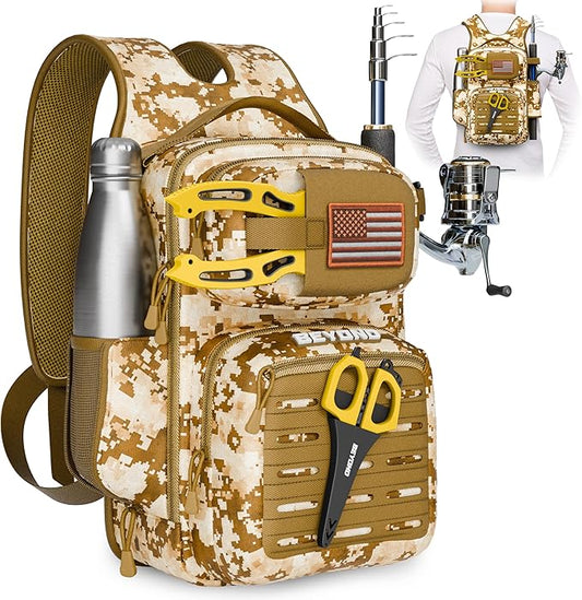 Beyond Fishing Tackle Backpack- The Voyager Tactical Fishing Storage Bag - Lightweight & Compact Bag For Fishing
