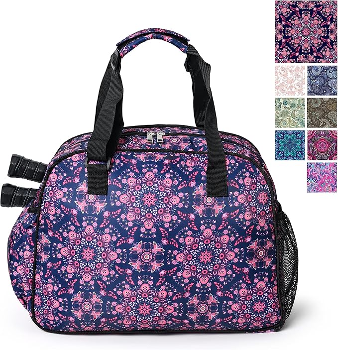 Boulder Bee Pickleball Bags, Premium Pickleball Tote Bag for Girls, Women’s Hand/Shoulder Gym Bag w Water Bottle Holder, with Pickleball Racquet/Paddle Holder