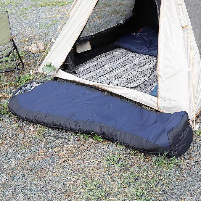 REDCAMP Cold Weather Mummy Sleeping Bag, Warm Flannel Cotton Sleeping Bag for Adults, Warm and Machine Washable Perfect for Winter Camping