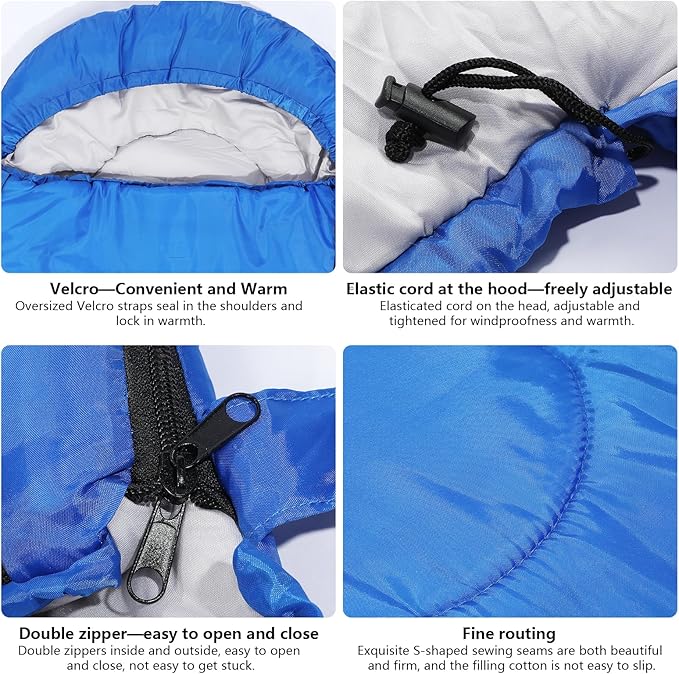 Sleeping Bags, Lightweight Camping Sleeping Bag for Adults, Kids, Hiking, Outdoor, Travel, Cold Weather & Warm