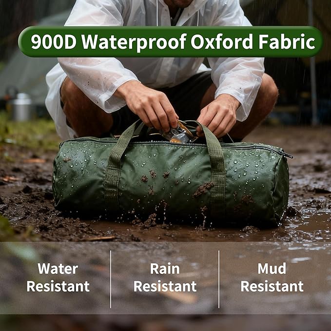 Waterproof Camping Gear Tool Bag - Roll Up Tool Organizer for Camping & Hiking - Portable Canvas Tool Tote with Multiple Compartments | Bushcraft Gear Storage (Green (length 42* 15cm in diameter))