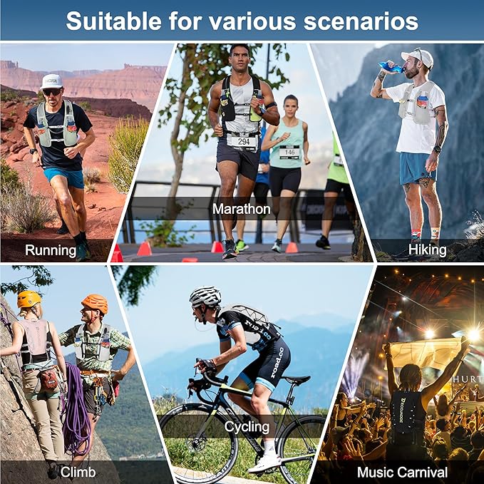 BECOJADDE Running Vest Hydration Backpack for Men Women, 5L Lightweight Running Backpack Hydration Pack for Marathon, Trail, Cycling, Hiking, Jogging