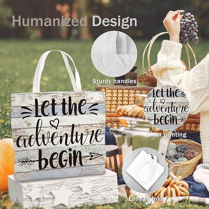 WAlTPl Camping Tote Bag, Camping Gifts for Women Men，RV Camper Travel Canvas Tote Bag, Reusable Grocery Cloth Bags