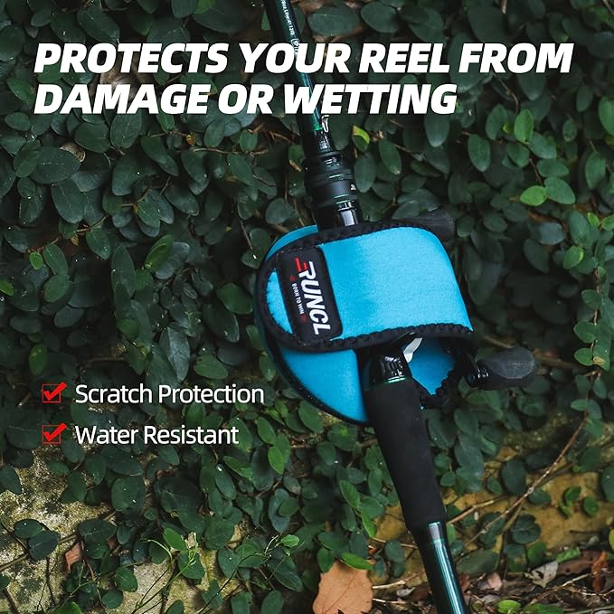 RUNCL Baitcasting Reel Bag – Protective Storage Pouch for Baitcasting Reels & Spinning Reels, Lightweight & Durable, Ideal for Freshwater & Saltwater Fishing Trips (Sky Blue& Black)