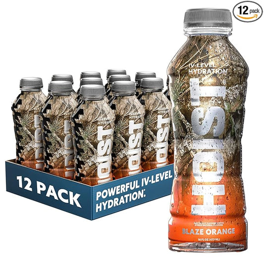 HOIST Premium Military Hydration Electrolyte Drink, Powerful IV-Level Hydration, Clinically Proven Dye Free Performance Drink, Blaze Orange, 16 Fl Oz (Pack of 12)