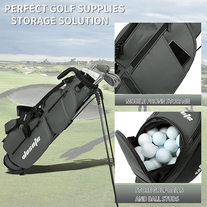 3-Way Dividers Lightweight Golf Stand Bag for Men Women, Mini Small Par3 Golf Bag,Driving Range Executive Courses Portable and Durable with Adjustable and Detachable Dual - Shoulder Straps Rain Cover