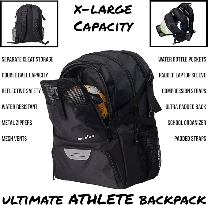 Athletico National Soccer Bag - Backpack for Soccer, Basketball & Football Includes Separate Cleat and Ball Holder