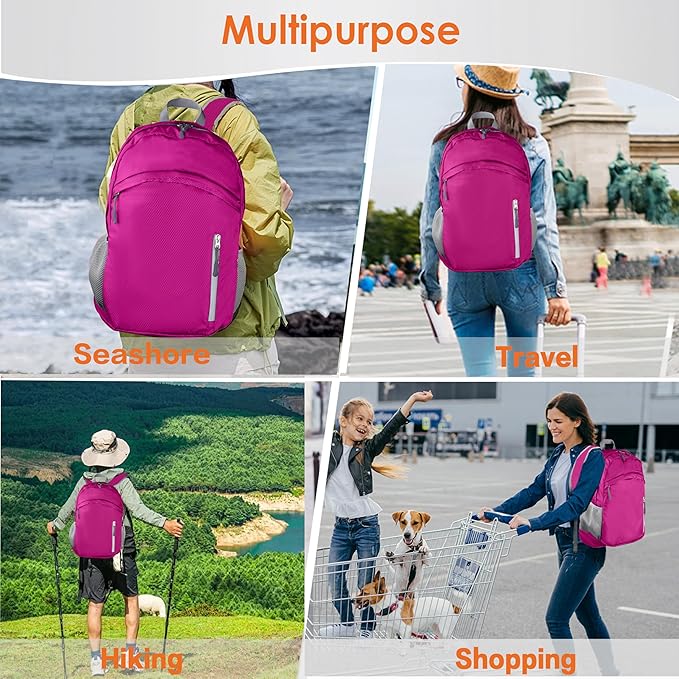 35L Waterproof Backpack Beach Foldable Lightweight Dry Wet Split Hiking Backpack Men Women Dark Pink