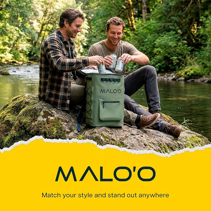 Malo'o Pro Adventure Insulated Backpack Cooler Holds 30 Cans for 48 Hours - Perfect for Camping, Hiking, Fishing, Kayaking, Sports, or Beach
