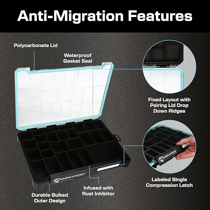 Evolution Fishing BallistiX Terminal Tackle Tray - Waterproof, Anti-Corrosion, One Hand Latch, Clear Lid, Lure Box, Tackle Storage