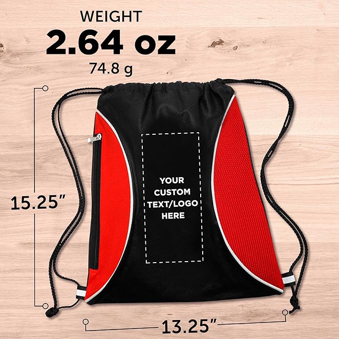 DISCOUNT PROMOS Custom Non-Woven Drawstring Backpacks Set of 10/50/100, Personalized Bulk Pack