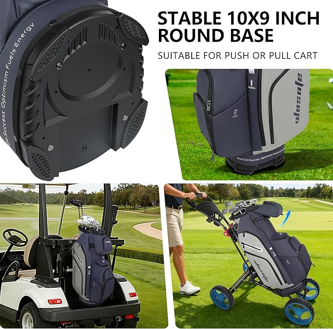 PU Leather Lightweight Men Women Blue White Black Green Golf Bag,Multiple 10 Pockets 14-Way Dividers Cooler Pouch Golf Cart Bag