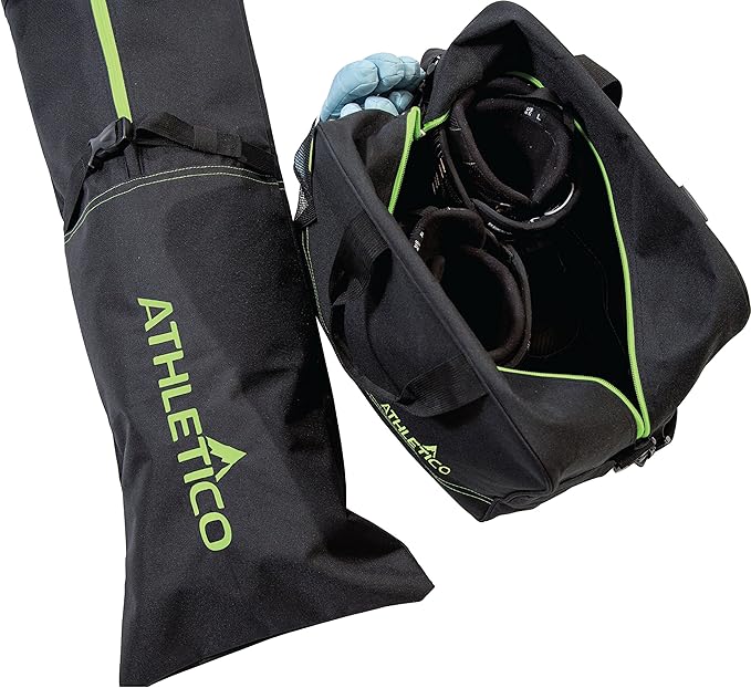 Athletico Ski Bag and Ski Boot Bag Combo - Ski Bags for Air Travel - Unpadded Snow Ski Bags Fit Skis Up to 200cm - For Men, Women, Adults, and Children